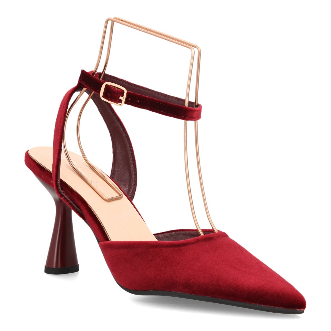 Zapatos de Salón Burdeos Destalonados con Pulsera y Tacón de Copa 3 Zapatos de Salón Burdeos Destalonados con Pulsera y Tacón de Copa - Imagen 3