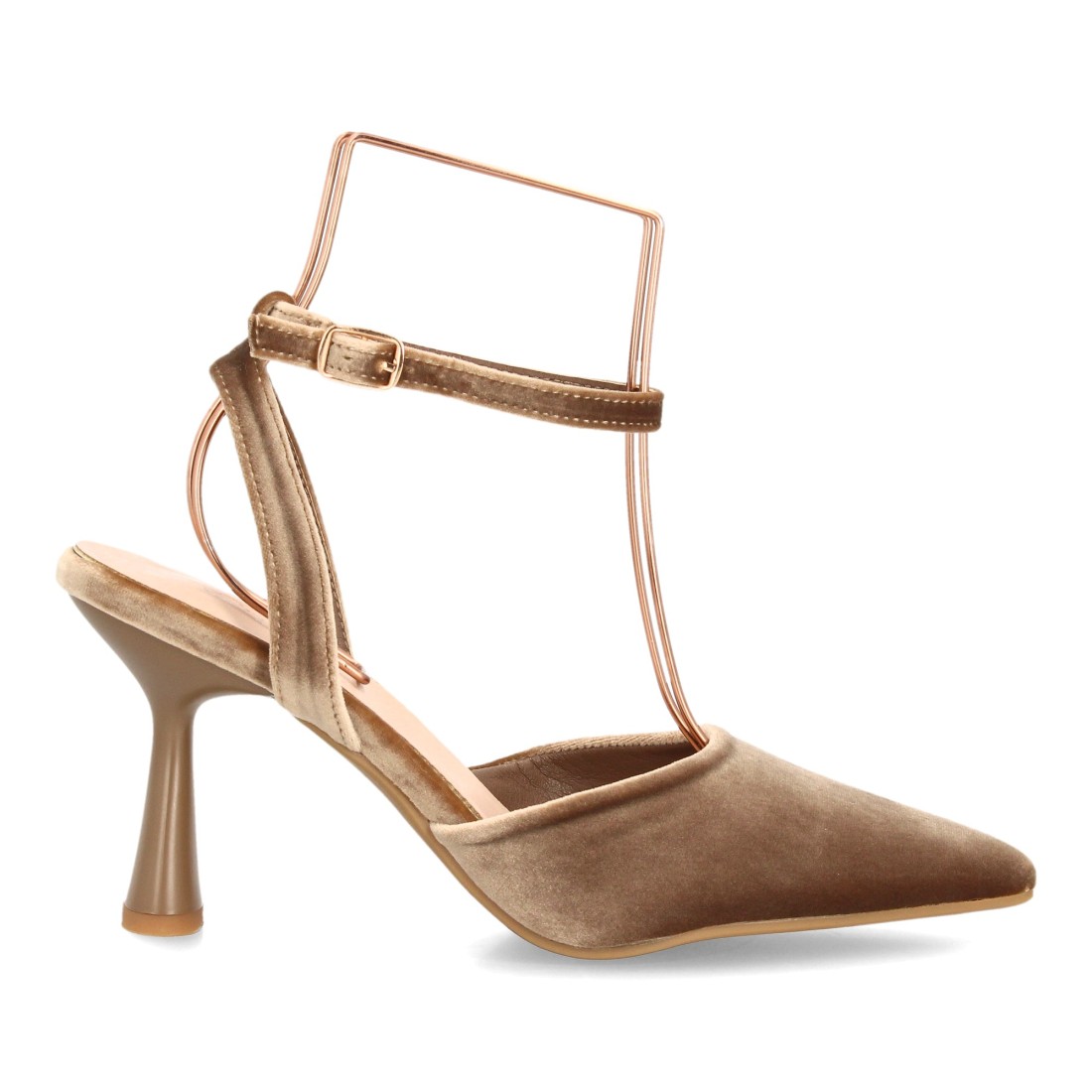 Zapatos de Salón Kaki Destalonados con Pulsera y Tacón de Copa 2 Zapatos de Salón Kaki Destalonados con Pulsera y Tacón de Copa - Imagen 2