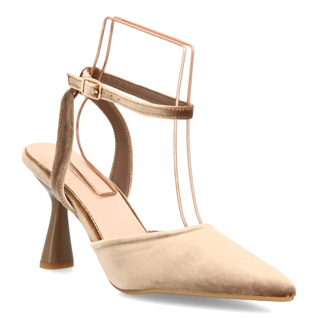 Zapatos de Salón Kaki Destalonados con Pulsera y Tacón de Copa 3 Zapatos de Salón Kaki Destalonados con Pulsera y Tacón de Copa - Imagen 3