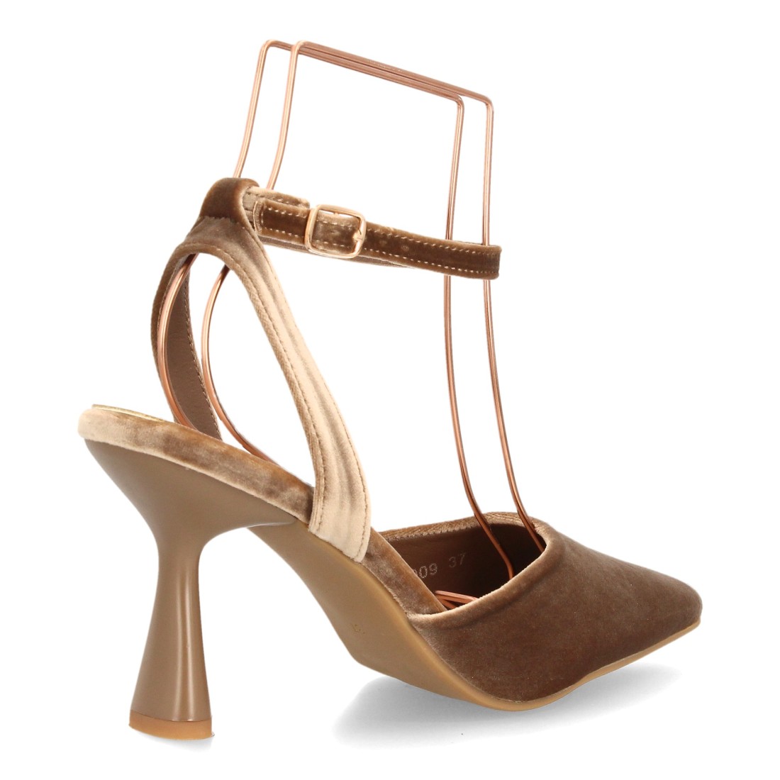 Zapatos de Salón Kaki Destalonados con Pulsera y Tacón de Copa 4 Zapatos de Salón Kaki Destalonados con Pulsera y Tacón de Copa - Imagen 4