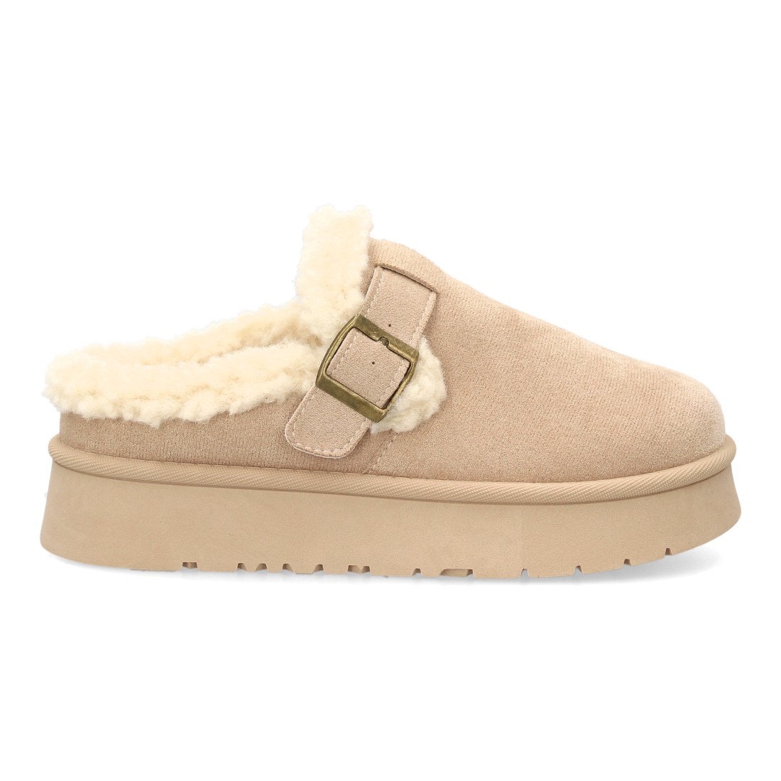 Zuecos Beige con Borreguito y Plataforma 2 Zuecos Beige con Borreguito y Plataforma - Imagen 2