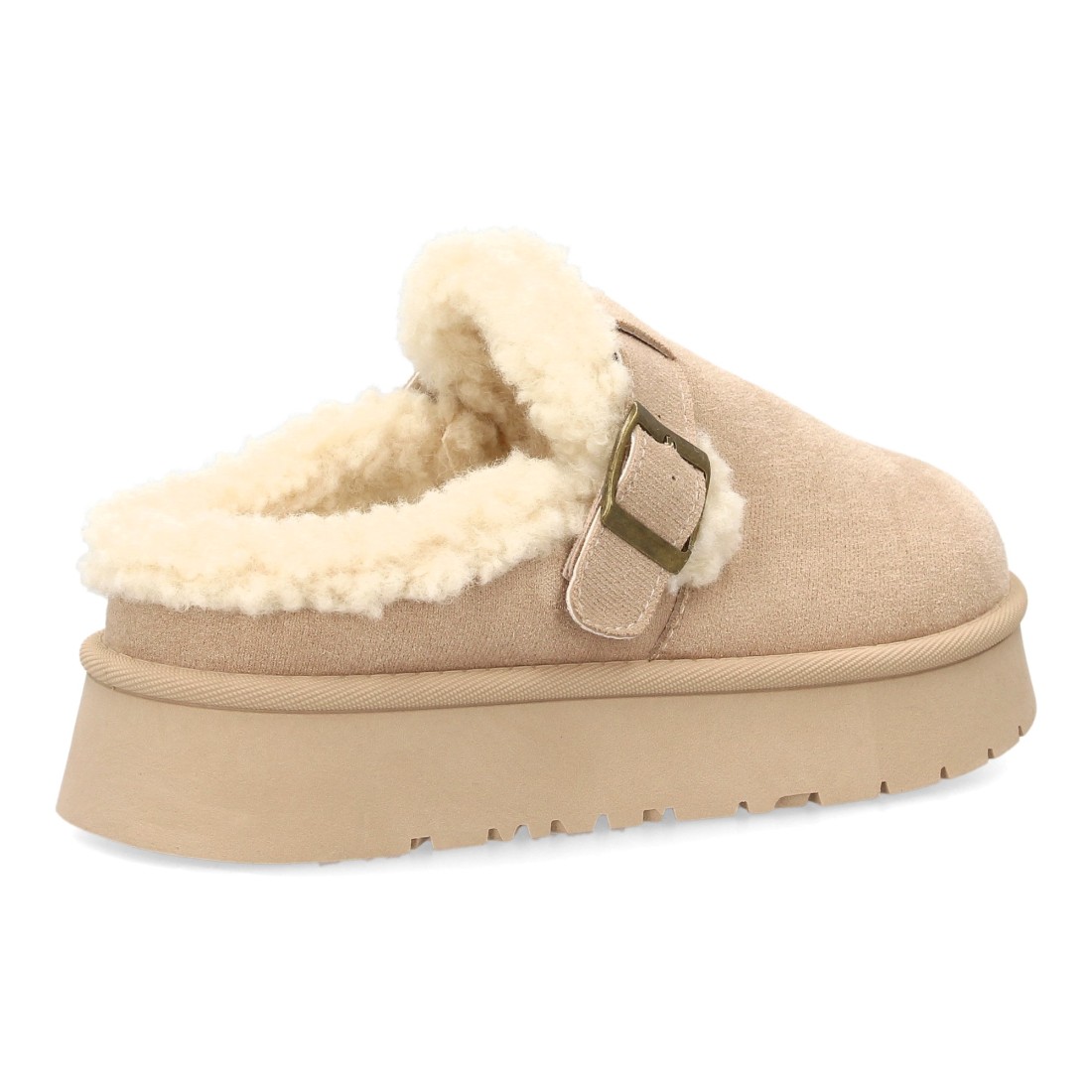 Zuecos Beige con Borreguito y Plataforma 4 Zuecos Beige con Borreguito y Plataforma - Imagen 4