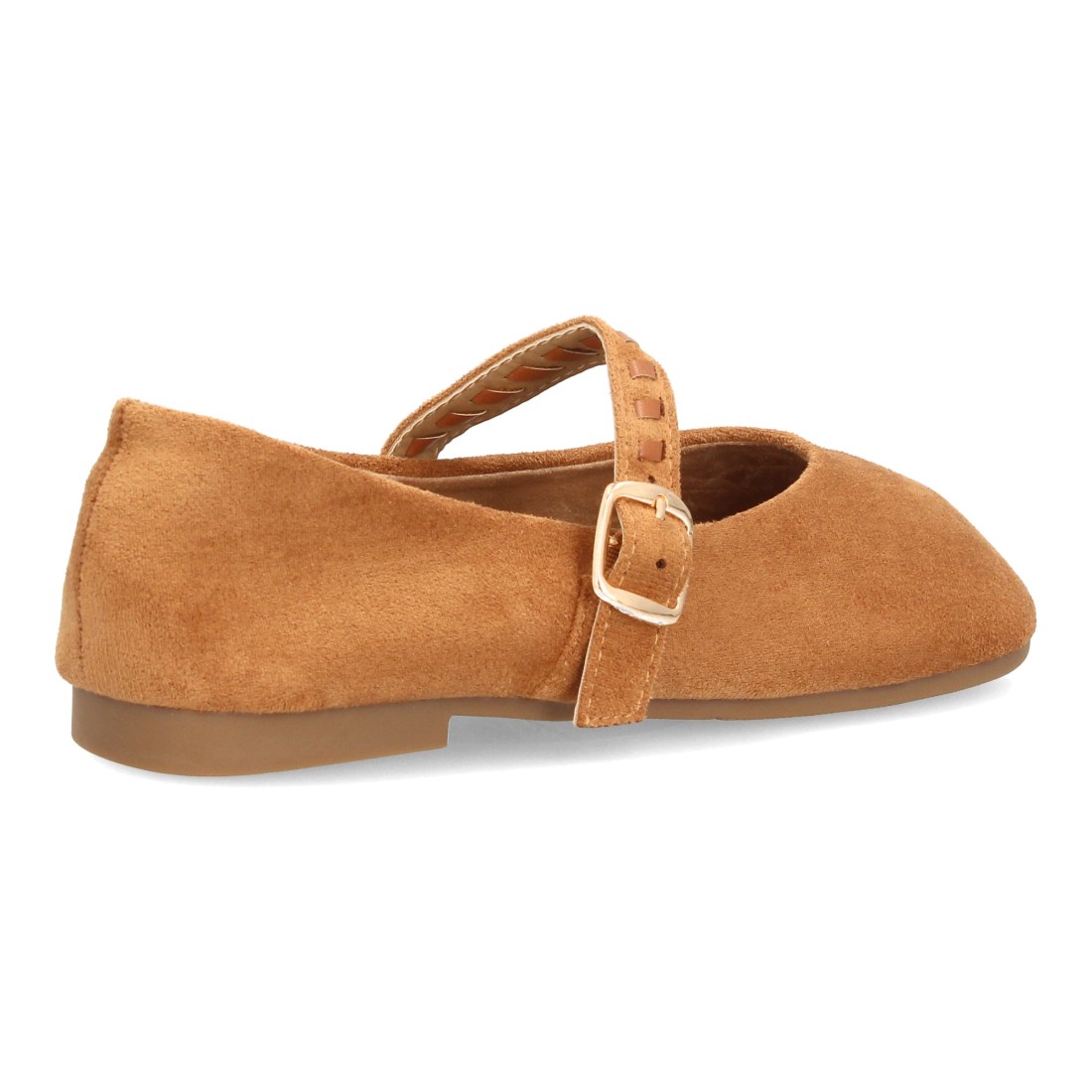 Bailarinas Camel de Antelina con Pulsera Trenzada y Hebilla Dorada 4 Bailarinas Camel de Antelina con Pulsera Trenzada y Hebilla Dorada - Imagen 4