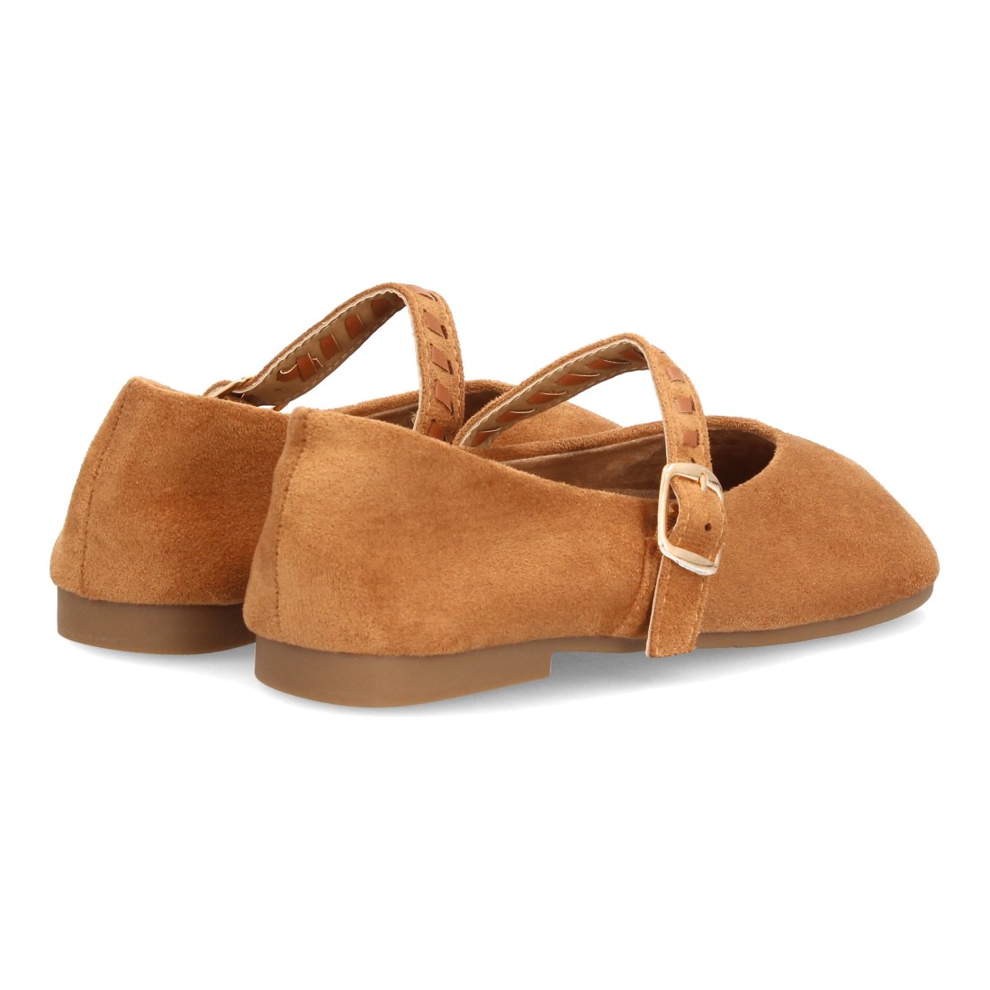 Bailarinas Camel de Antelina con Pulsera Trenzada y Hebilla Dorada 5 Bailarinas Camel de Antelina con Pulsera Trenzada y Hebilla Dorada - Imagen 5
