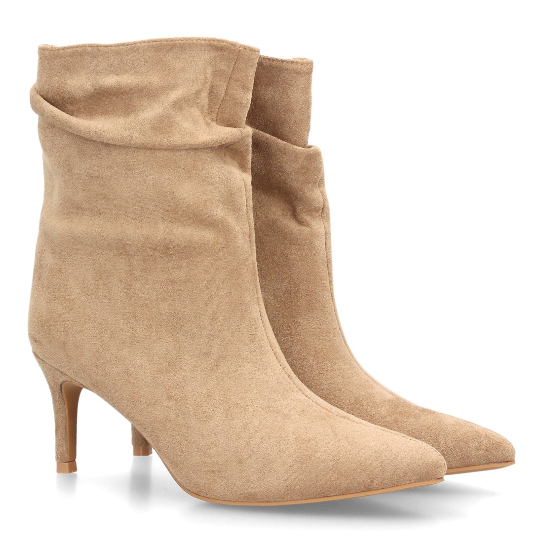 Botines Kaki de Antelina con Tacón Fino 1 Botines Kaki de Antelina con Tacón Fino
