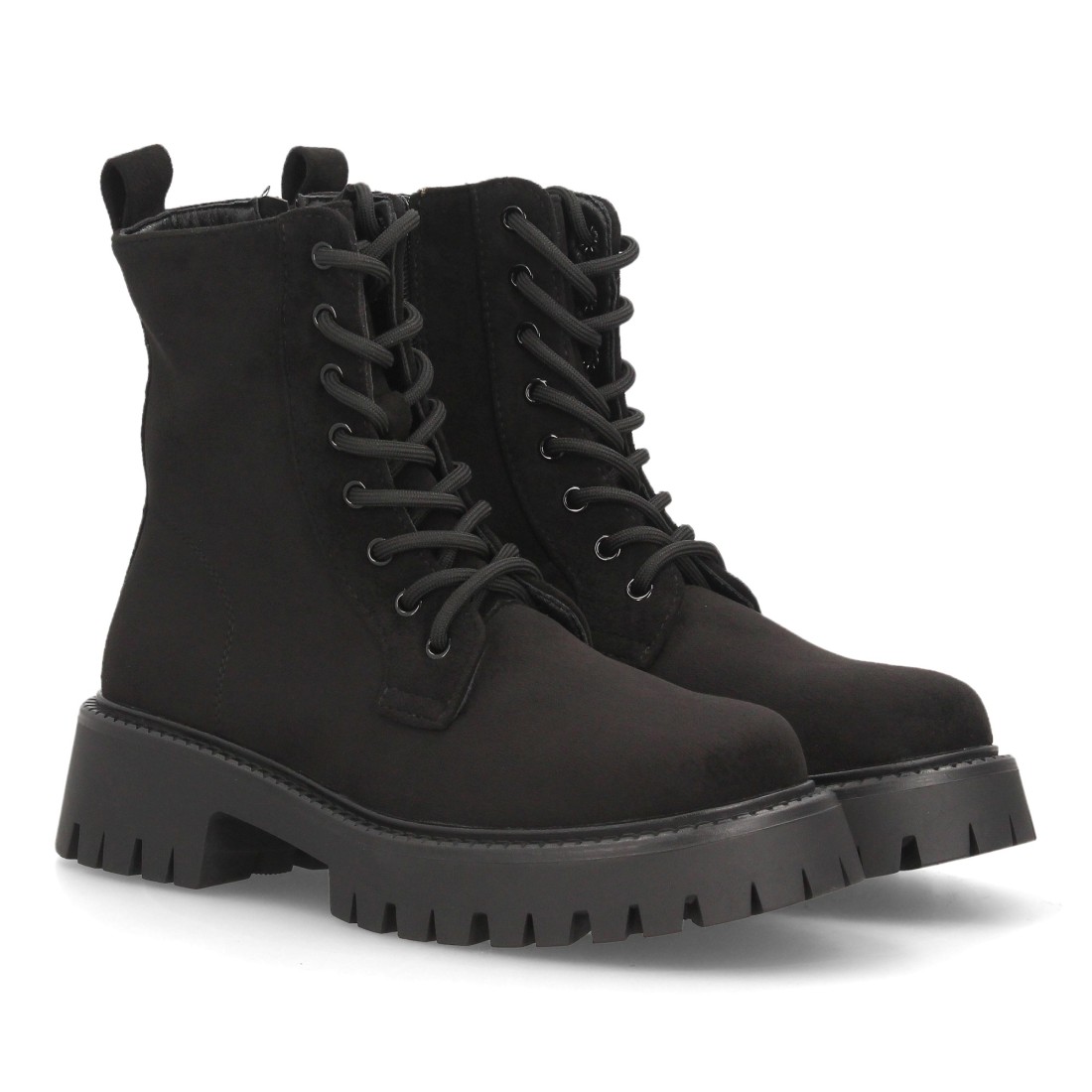 Botas Militares Negras con Plataforma Track 1 Botas Militares Negras con Plataforma Track