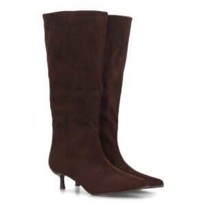 Botas Altas Marrón Chocolate de Punta Fina y Tacón Kitten