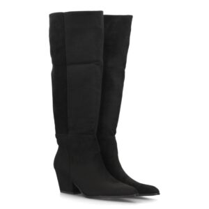 Botas Altas Negras de Antelina con Tacón Ancho