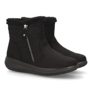 Botines Negros con Pelo Cremallera Lateral y Cuña Cómoda