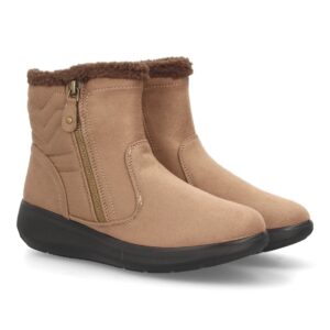 Botines Kaki con Pelo Interior Cremallera Lateral y Suela de Cuña